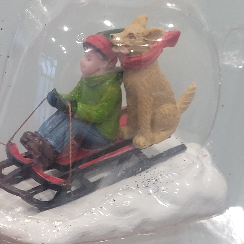 Lemax Green and Red Holiday Decor Sledding Figurines